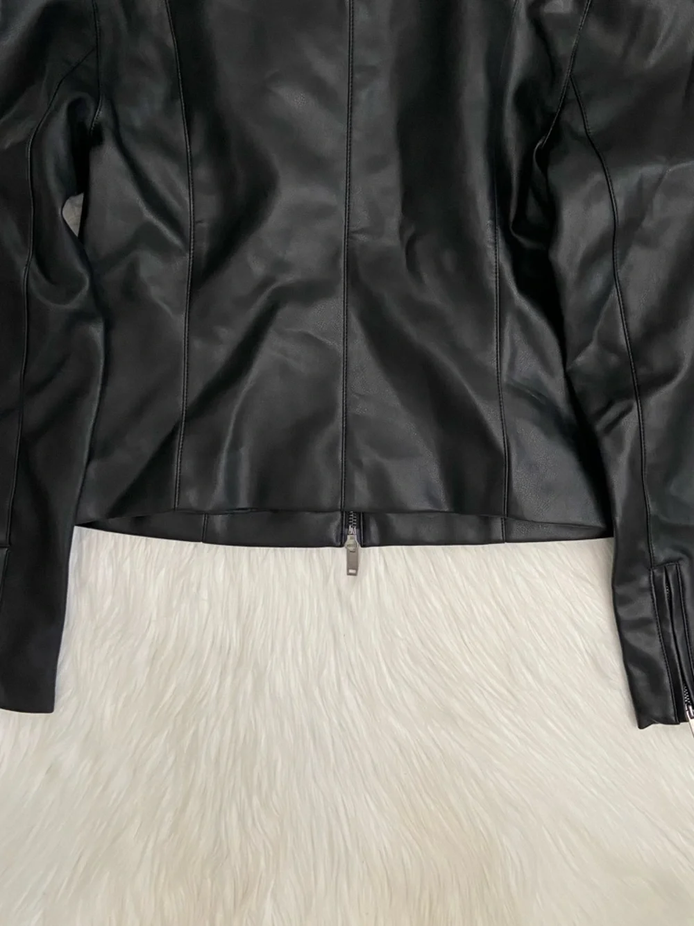 slim vegan leather mockneck jacket - Picture 14 of 14